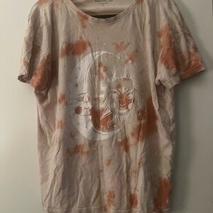 Rebellious One Sun and Moon Tie-Dye Tee - Orange and Cream